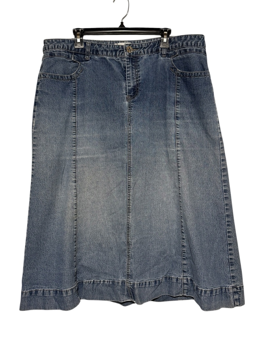 CJ Banks Long Modest Denim Jean Skirt Plus Size 18W Light Wash No Slit Midi Maxi